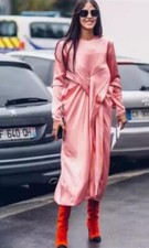 C LINE Silk Dress Runway 2017 Sz 38/2-4 Peachy Pink Phoebe Philo Era Old Celine