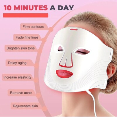 LED Face Glow Therapie Maske - Verjüngende Hautpflege (weiß)