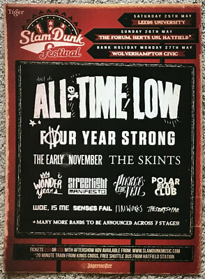 SLAM DUNK 2013 Full page UK magazine ad ALL TIME LOW FOUR YEAR STRONG THE SKINTS