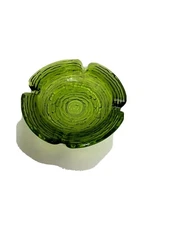 VINTAGE, MCM, RETRO, ANCHOR HOCKING, GREEN,GLASS, ASHTRAY