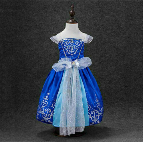 Kids Girl Costume Princess Fairytale Fancy Dress UP Belle Cinderella Rapunzel AU - Picture 7 of 16