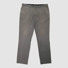 Calvin Klein Men Gray Slim-Fit Flat-Front Solid Trousers Dress Pants Sz 36W 32L