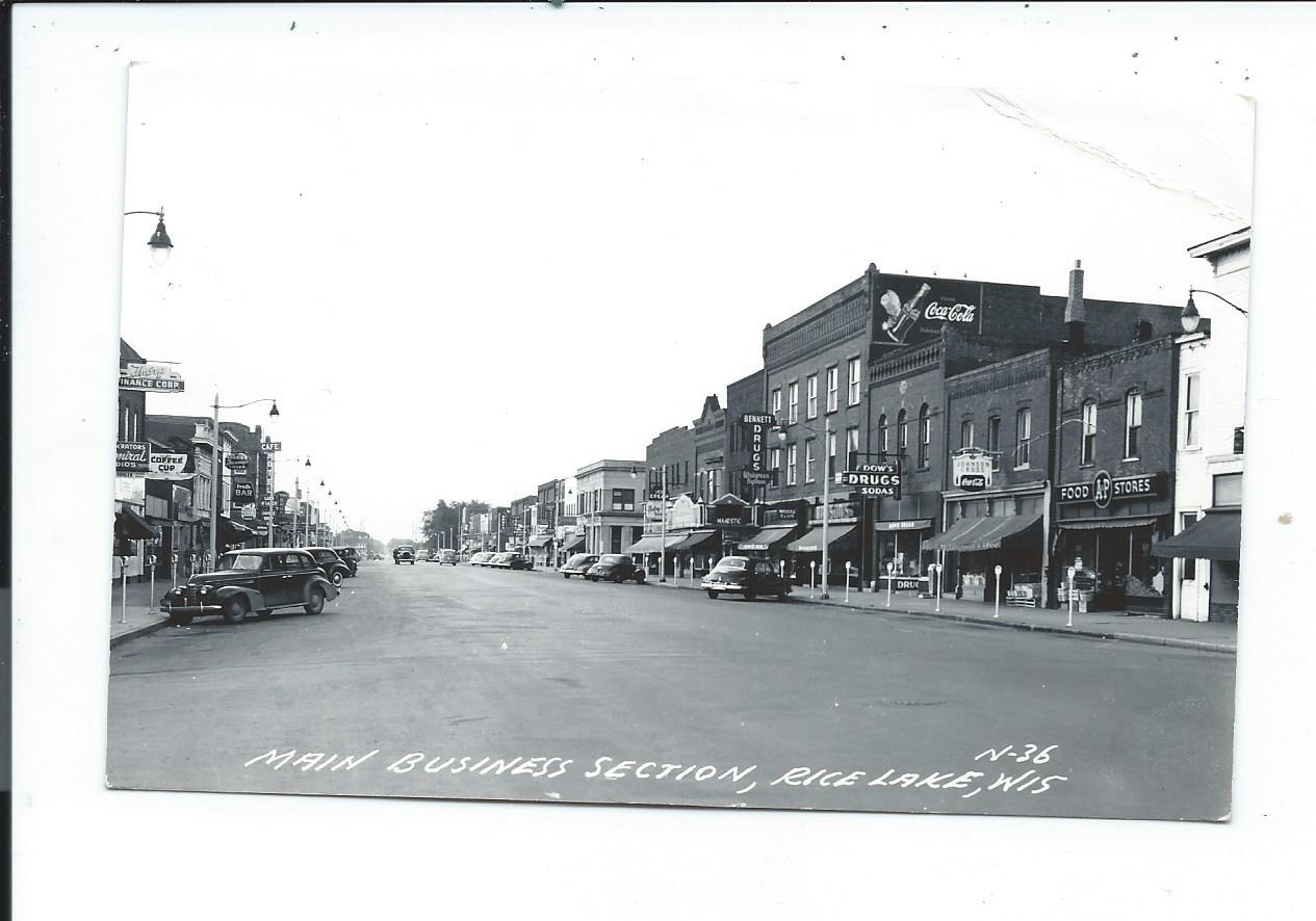 Real Photo Postcard Post Card Rice Lake Wis Wisconsin Wi Main Street eBay