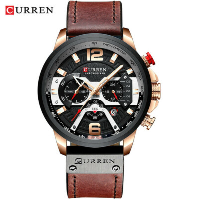 CURREN Men Watches Chronograph Sport Wristwatch Business Male Leather Watch Gift