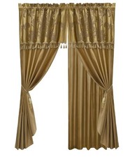 Chezmoi Collection Royale 4-Piece Jacquard Floral Window Curtain/Drape Set Sh...
