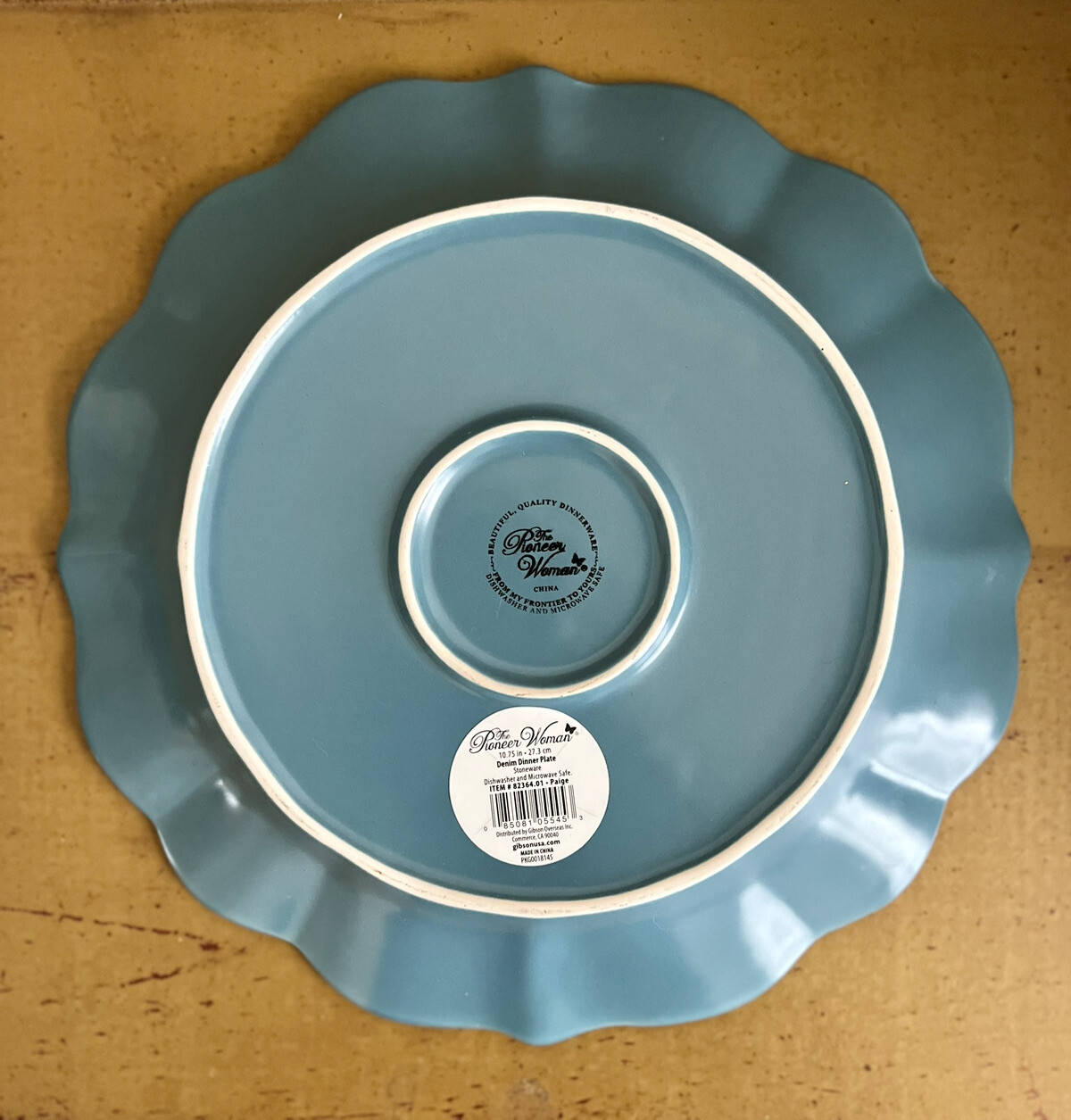 (3 Dinner/1 Salad) Pioneer Woman Paige Denim Plate Set Aqua Blue Stoneware