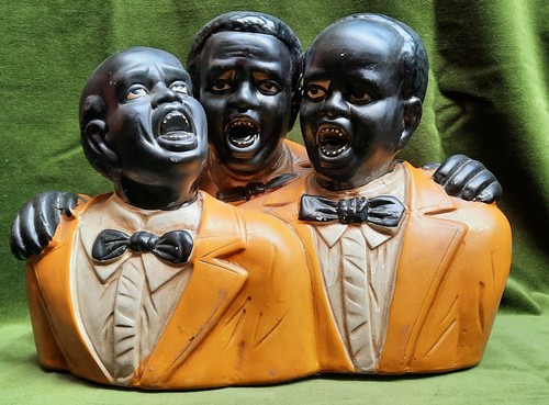 ART DECO KREIDEGESCHIRR SCHWARZ AMERICANA FIGUREN SELTEN TRIO JAZZ SÄNGER.
