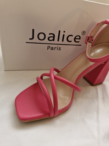 Fuchsia strappy block heel sandals size 8 41 - Picture 2 of 5