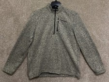 Eddie Bauer Men's 1/4 Zip Sweater Gray Pullover Pocket Men's Size LARGE
