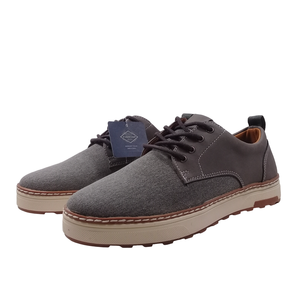 St. John's Bay Jacob NEW Men's 100% Canvas Grey Lace-Up
