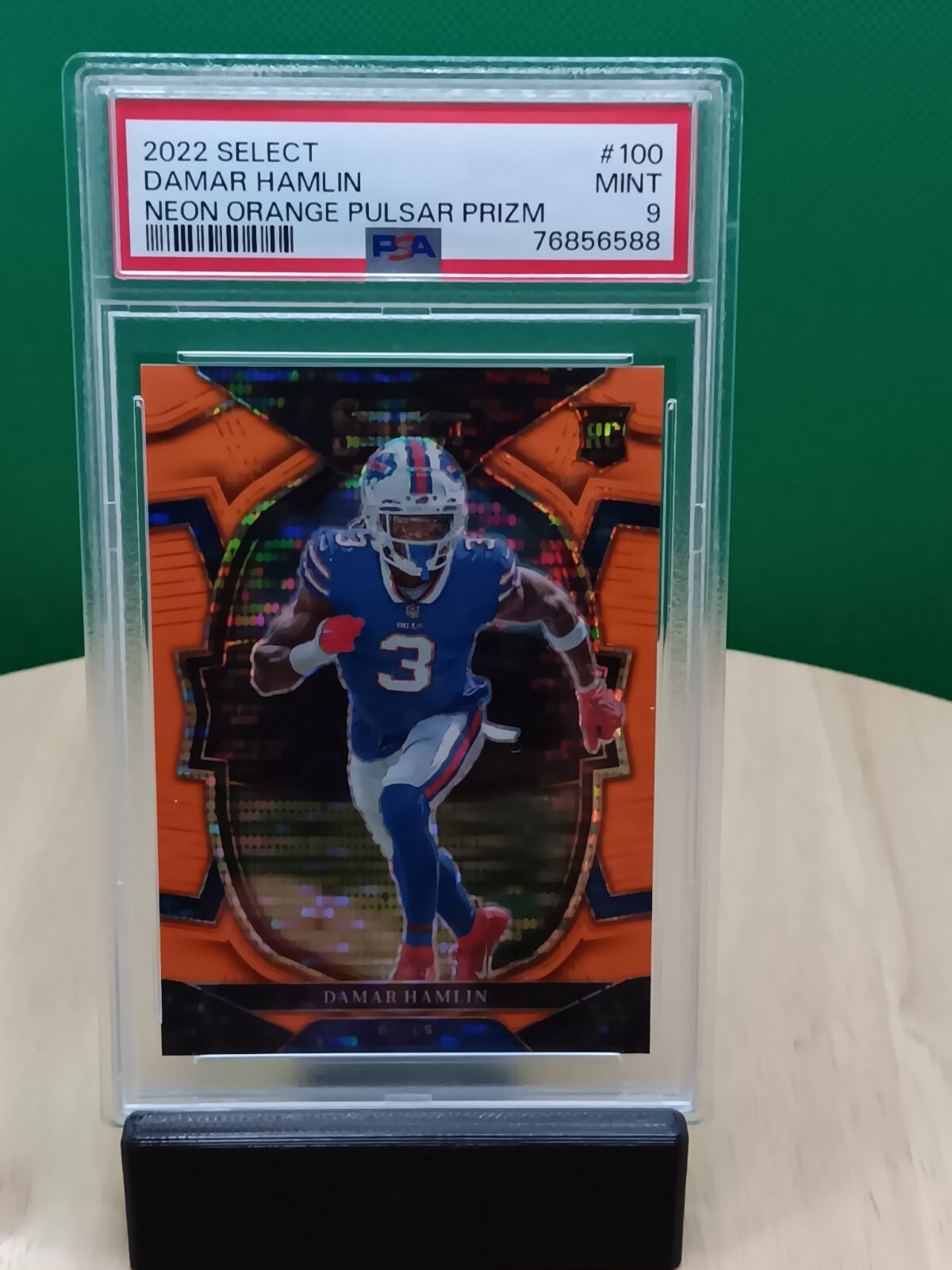 2022 Select Damar Hamlin #100 Neon Orange Pulsar Prizm 3/7 Jersey # Match PSA 9