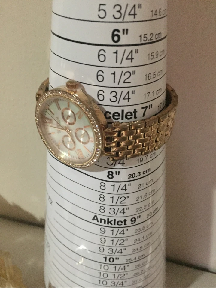 Reloj para Hombres Caravelle New York Oro Rosa Estrás Bling Con Batería Nueva Foto 4 de 4