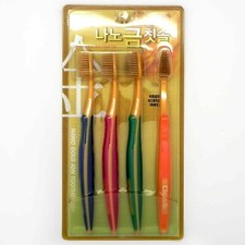 Nano Gold Toothbrush Gold Coated Nano Vitality Lasting Brush 4 pcs x 2 set Korea
