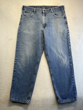Carhartt Jeans Men 38x30 Blue Relaxed Tapered B17 DST Denim Pants