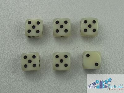 CHESSEX opaque 12mm SET OF 6 D6 IVORY-BLACK DICE MTG POKEMON