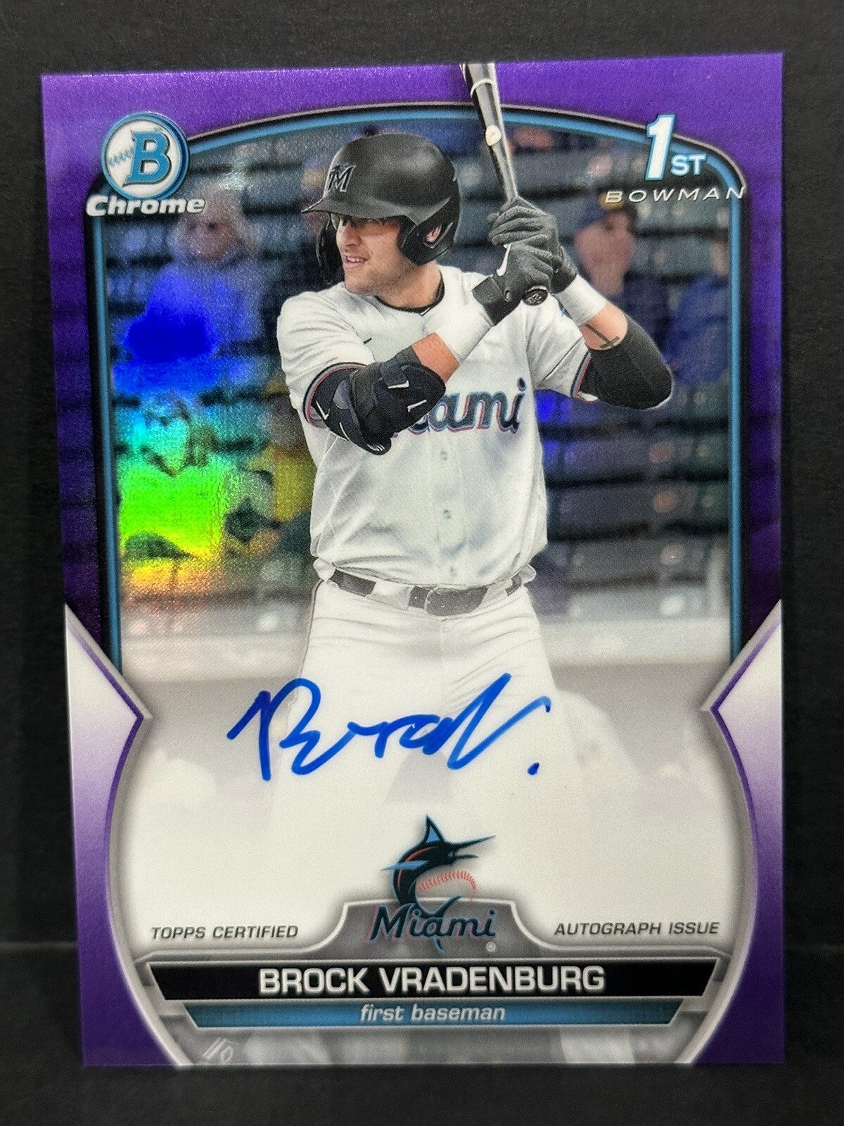 2023 Bowman Chrome Draft 1st Bowman Brock Vradenburg On-Card Auto Purple /250