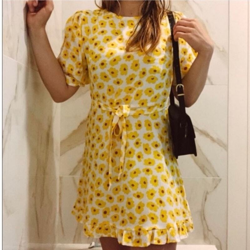 knee length dresses for ladies Cyrene Mini Dress Floral Lace Brown main image 0