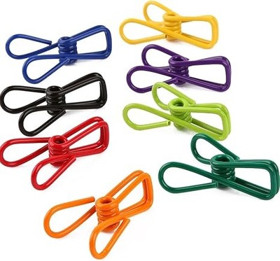 Assorted Colors Clothesline Clips Steel Wire Plastic Coating (30 Pcs)