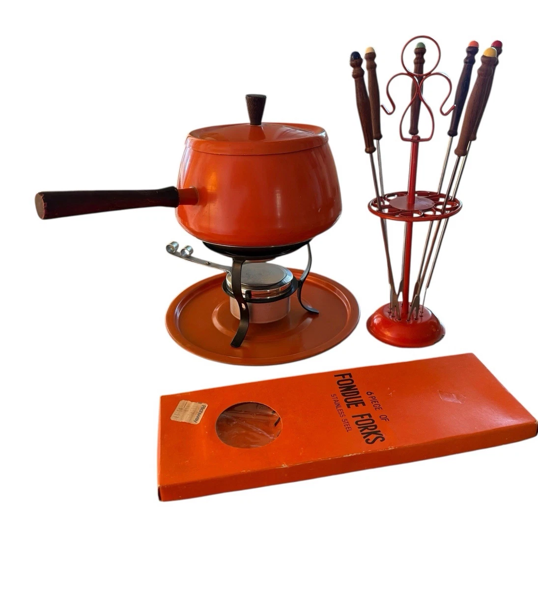 SERVICE A FONDUE Service à Fondue Caquelon Rouge Matériau: Fonte Émail en porcelaine
