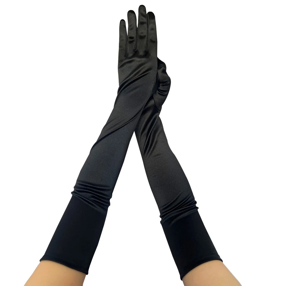 1 Paar Lange Satin-Armstulpen Handschuhe für Damen Opern Cosplay Hochzeit Party - Bild 1 von 4
