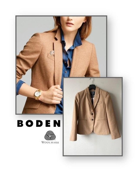 Women Boden Blazer Beige Wool 38 / M / 46