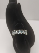 925 Sterling Silver Aquamarine Gemstone Ring Oval-Cut, Size 6
