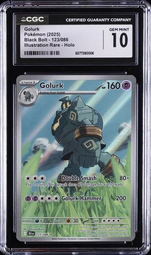 2025 POKEMON BLACK BOLT ILLUSTRATION RARE - HOLO #123/086 GOLURK CGC 10 GEM MINT