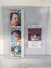 1977 Topps UNCUT 3 Card Panel- Tom Seaver, Thurman Munson, Jim Hunter AUTO! JSA