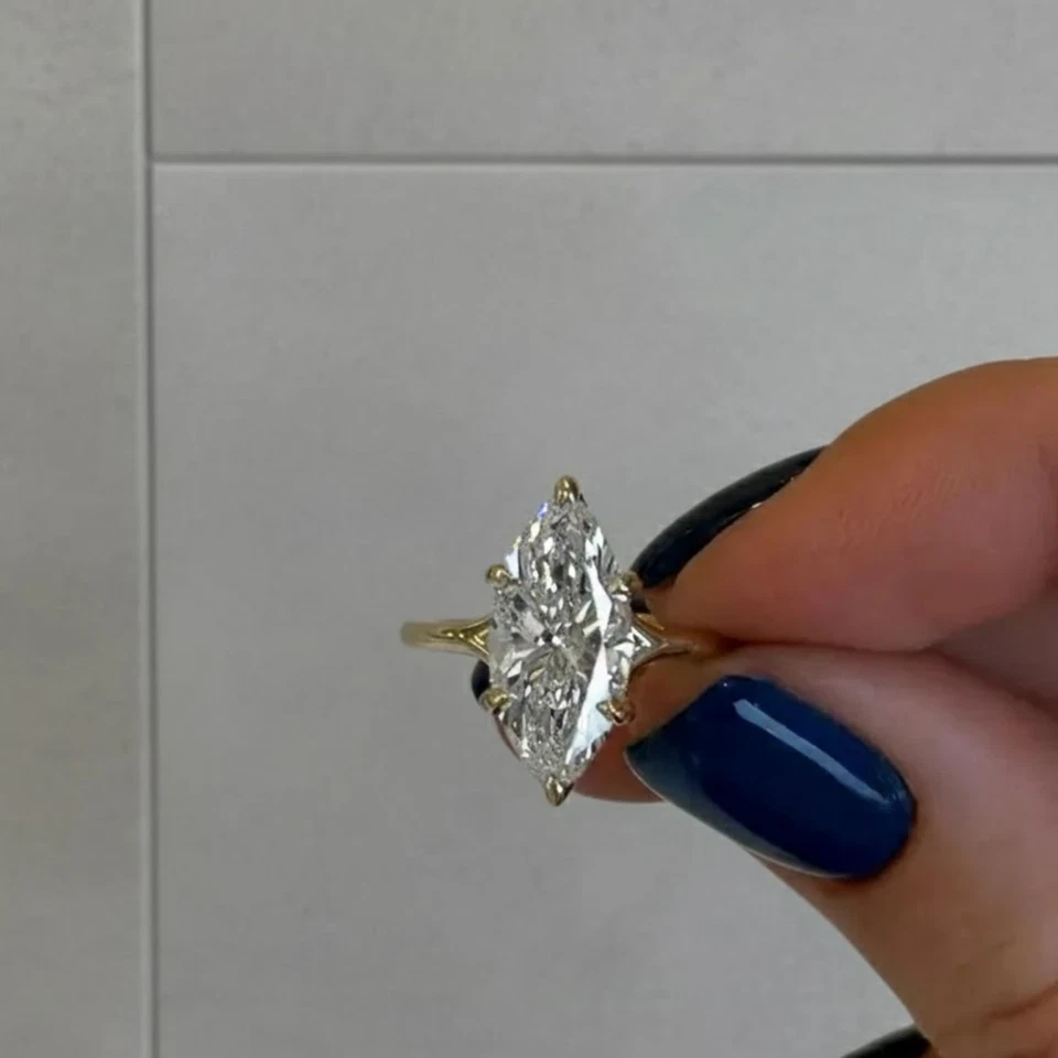 Women's Engagement Ring, 2 Carat Marquise, Lab Grown Diamond, 14K Yellow Gold - Image 2 of 4