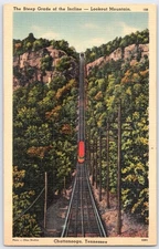 Vintage Chattanooga Lookout Mountain Steep Incline Funicular Postcard