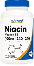 Nutricost Niacin (Vitamin B3) 100mg, 240 Capsules - with Flushing