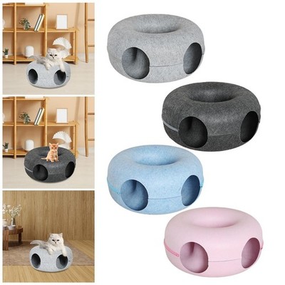 Cat Tunnel Bett Donut Tunnel Kissen mit Ergonomischer Form Aus Weichem Filz für