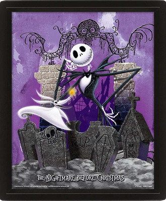 Poster 3d lenticular Nightmare Before Christmas graveyard