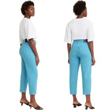 NEW Levi's Made Crafted Barrel Crop Women  s Jeans Blue Mist Sz 32 Organic Cotton