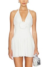 LoveShackFancy Womens Luisetta Halter Mini Dress XS Iridescent Slate - NWT $295