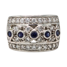 MODERN STERLING SILVER SAPPHIRE AND WHITE STONE SIZE 6.75 RING 8GR 1546
