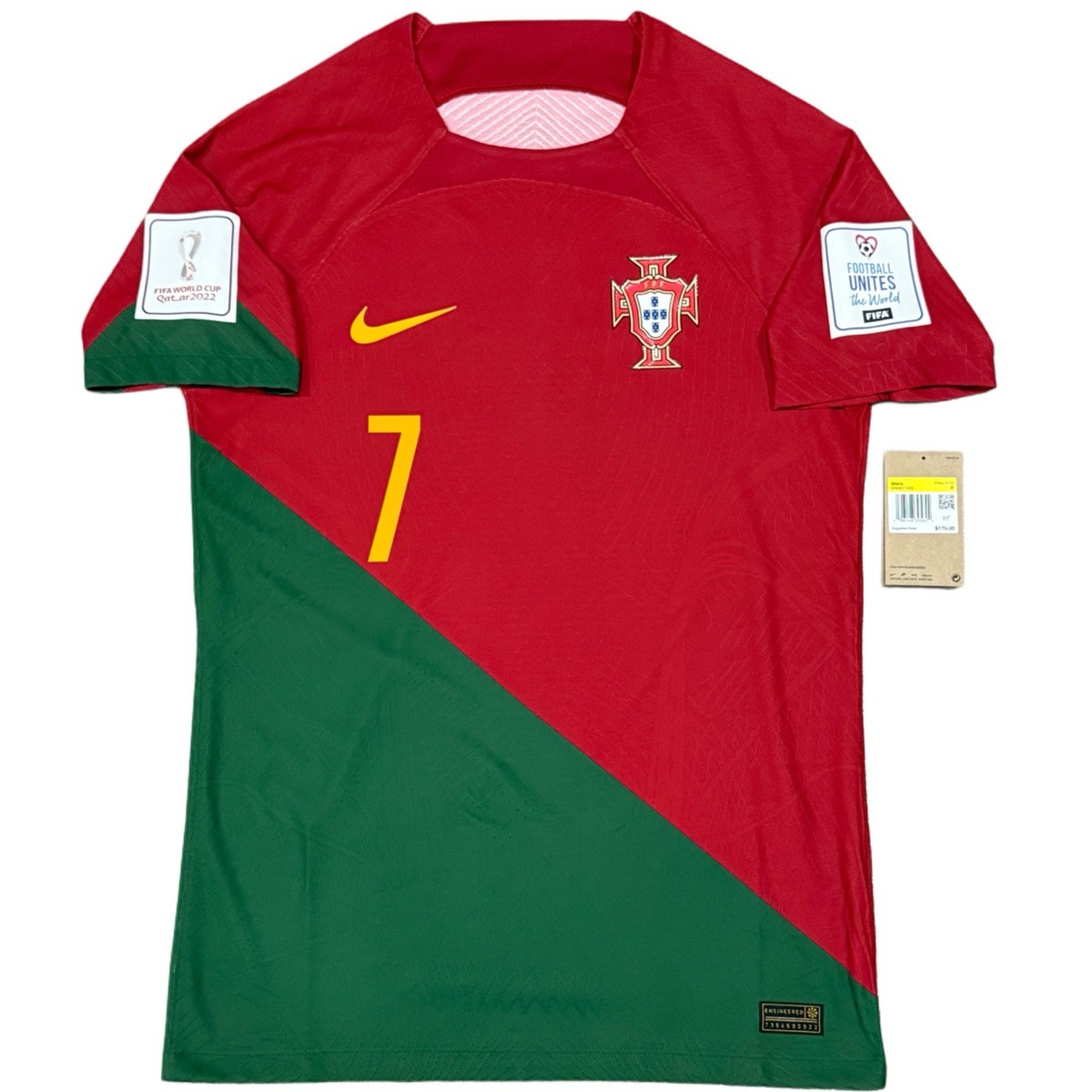 2022 Portugal Authentic Home Jersey #7 Ronaldo Small Nike World Cup Match  NEW