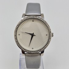 Manhattan Croton Watch Women 37mm Gray Tone Pave Bezel Bling New Battery