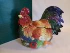 NEW 1996 FITZ & FLOYD COQ DU VILLAGE LIDDED ROOSTER TUREEN WITH LADLE