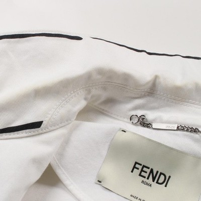 FENDI ズッカ フルジップ トラックジャケット ブラック/ホワイト FENDI Joshua Vides Denim Jacket #40 FLF545 cotton White Black Used