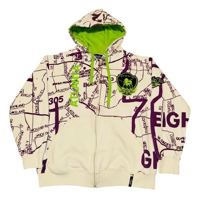 Vintage Y2K Full-Zip Hoodie Mens XL Eight 732 8732 Jeezy Atlanta HipHop Rap RARE