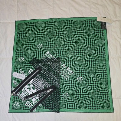 Dead Threads Green Black Checkered Skull Bandana Skull Zippers Chains Punk Goth