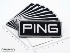 PING BLACK Lettering Iron On Or SEW on patch Embroidered 10"cm x 3.8"cm piece 10
