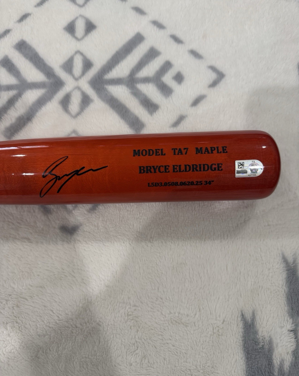 Bryce Eldridge Autographed Bat Chandler Model TA7 Maple
