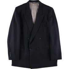 Vintage Pierre Cardin Striped Pattern Double-Breasted Peak Lapel Wool Tailor...