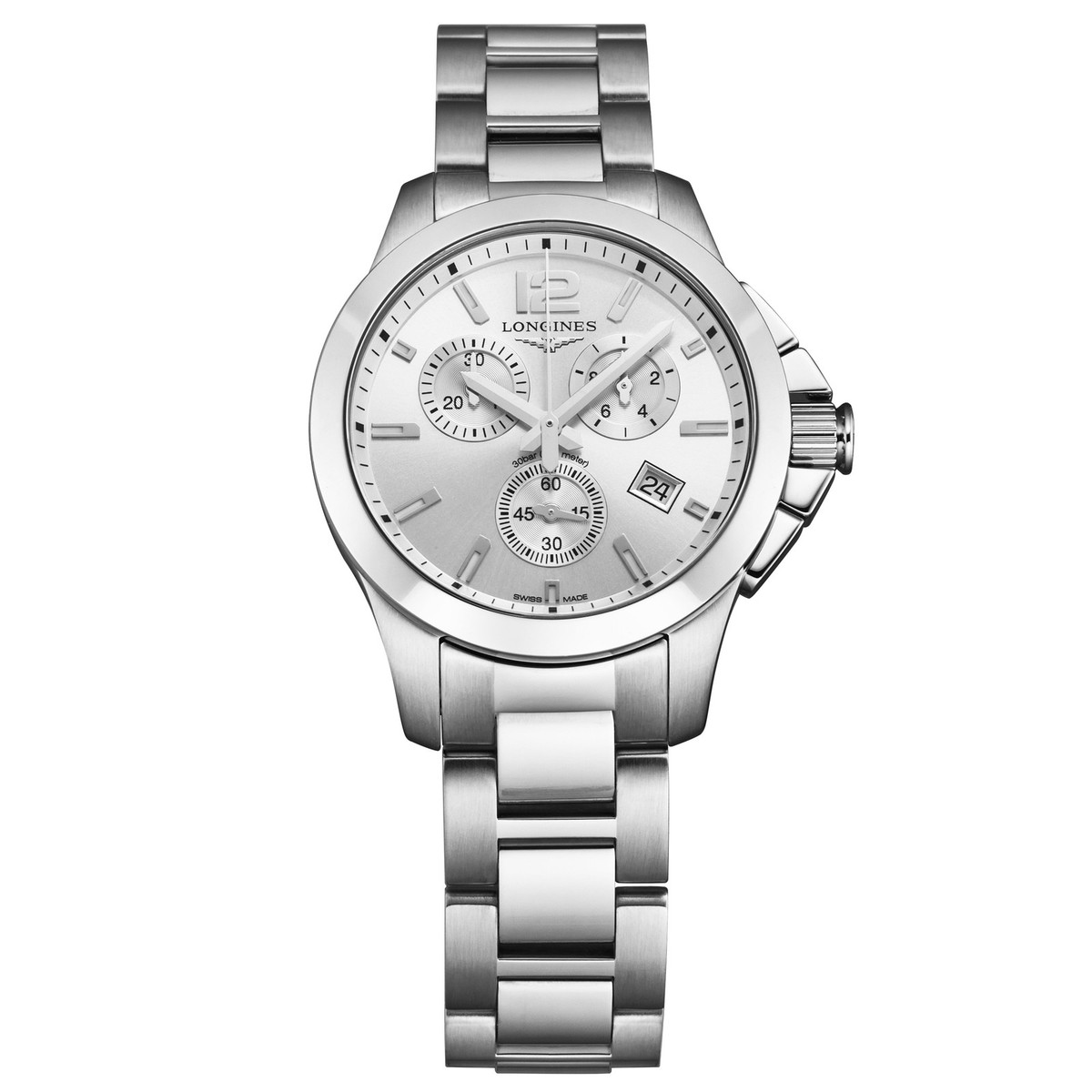 Longines Women's 'Conquest' Silver Dial SS Bracelet Quartz Watch