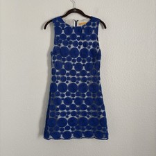 Alice and Olivia Women's Blue Sleeveless Polka Dot Clyde Sheath Dress