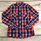 H&M Divided Shirt Mens M Red White Blue Plaid Button Up Cotton Long Sleeve New