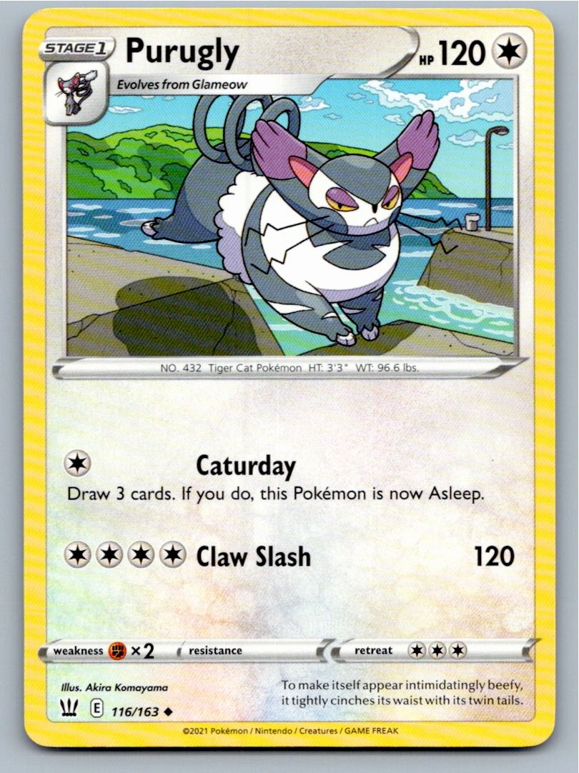 2021 POKEMON PURUGLY BATTLE STYLES 116/163 UNCOMMON NM A47045 FREE S&H