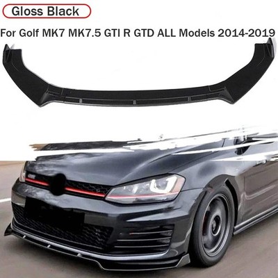 1 Set Car Front Bumper Three-Section Lip Splitter Spoiler Durable Gloss Black Fo
